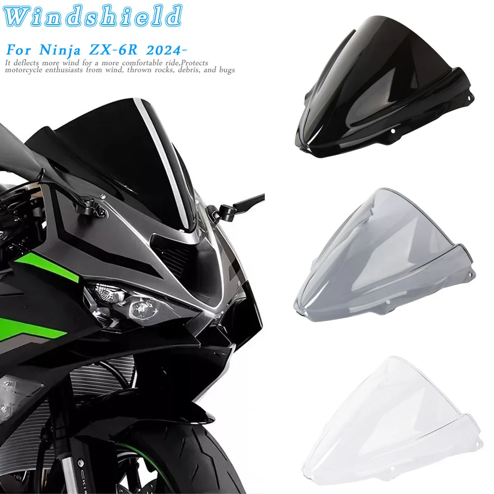 

Motorcycle Accessories Windscreen Windshield Wind Deflector Flyscreen For Kawasaki Ninja ZX6R ZX 6R ZX-6R NINJA 2024 2025