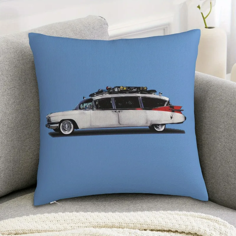 Ghostbusters-Style Ecto 1 Car Pillow Cover, Vintage Pop Art Design for Living Room Sofa Home Decor Gift 40x40cm