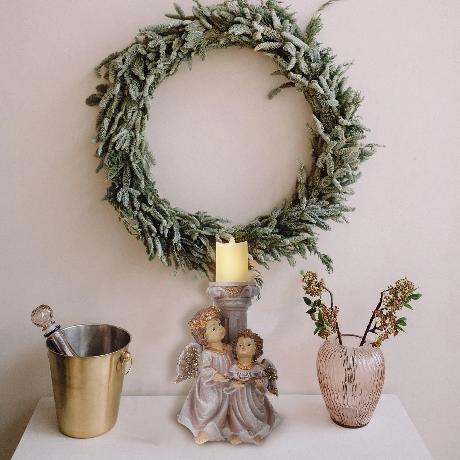 

1Pcs Angel Candleholder Exquisite Resin Sculpture Romantic Decorative Candlestick for Wedding Party Home Restaurant Decor
