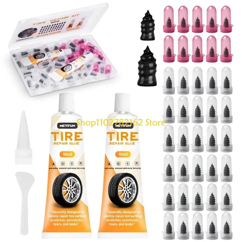 547B 40Pieces Helical Rubber Nails Tire Plug Repair for Car Motorcycle Emergency