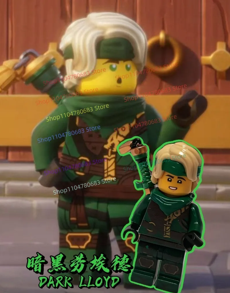 MOC Mini Figures Season 4 Green Samurai Building Block Model Ornament Anime Cartoon Character Toy Collectible Action Figure Gift view 2