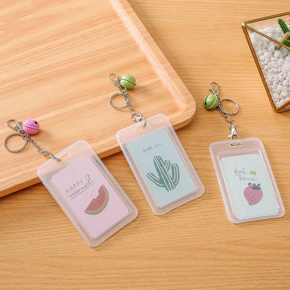 Useful Card Bag Dust-proof Mini Cartoon Meal Card ID Card Key Ring Sleeve  Hanging Design Card Cover for Daily Use