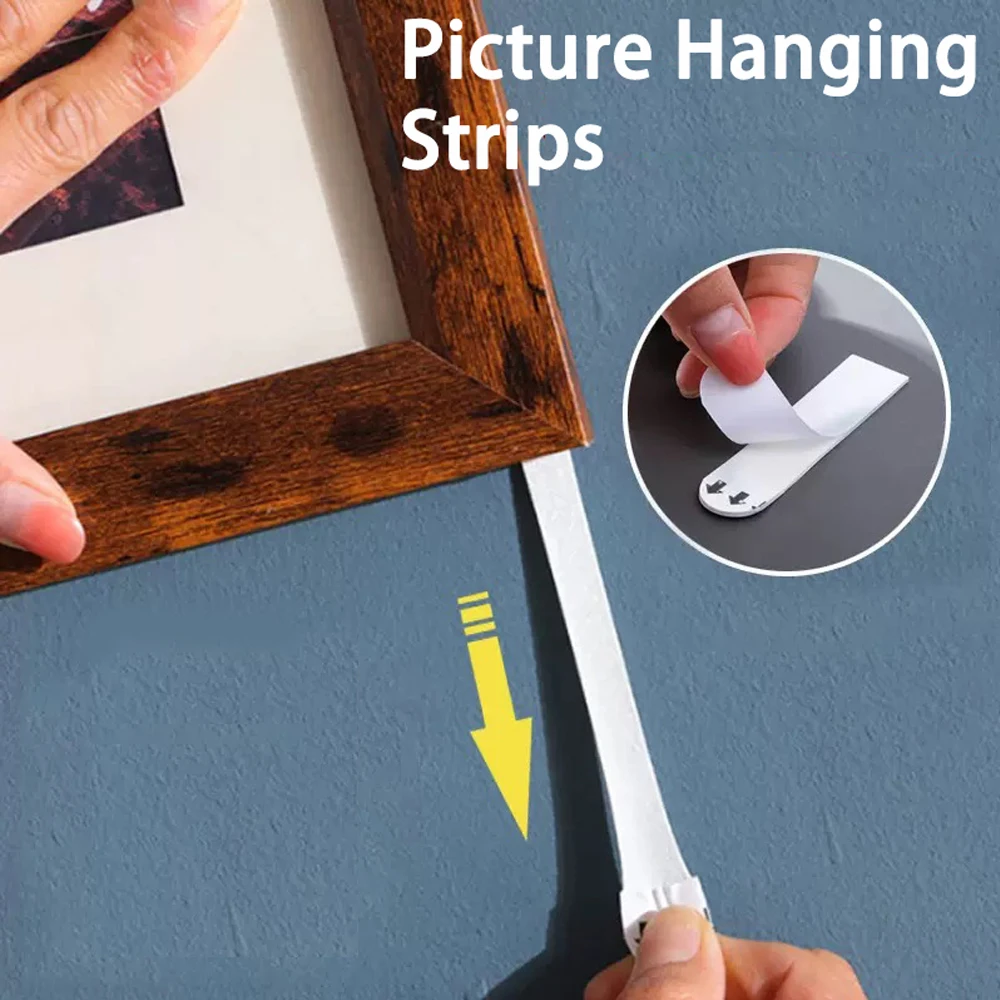 

12Pairs Picture Hanging Strips Hanger Adhesive No Nails No Damage Picture Hanger Kit Removab Adhesive Poster Frame Installation