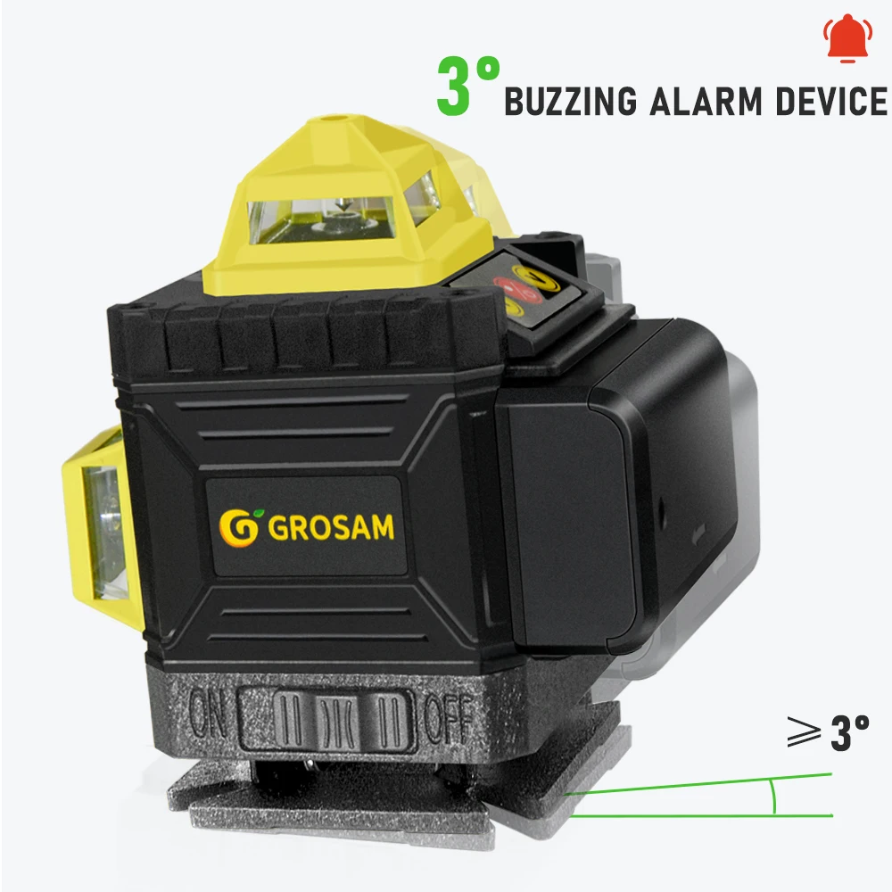 GROSAM  360 Laser level 16 Lines 4D Self-leveling Nivel Laser Cross Horizontal Vertical Green Beam For Construction Tools