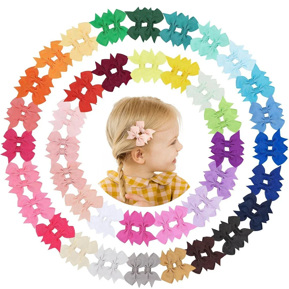 20/60 stücke Neugeborenen Baby Haar Bögen Clips Set Tiny 2,2'' Vollständig Gefüttert Bowbot Alligator Clips Mädchen Haarnadeln Haar zubehör Geschenk Set