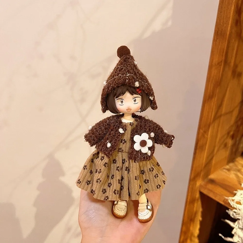

Модный свитер-пальто для кукол BJD 1/8 1/12, красивый наряд с шапкой, осенне-зимний стиль, комплект одежды для переодевания, подарок для девочки