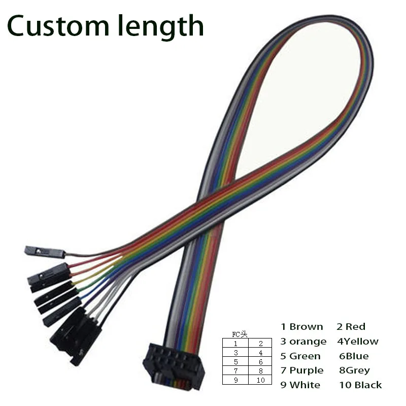 FC10P to DuPont mother 10P single P spacing 2.54 length 30cm cable FC to DuPont color cable pure copper