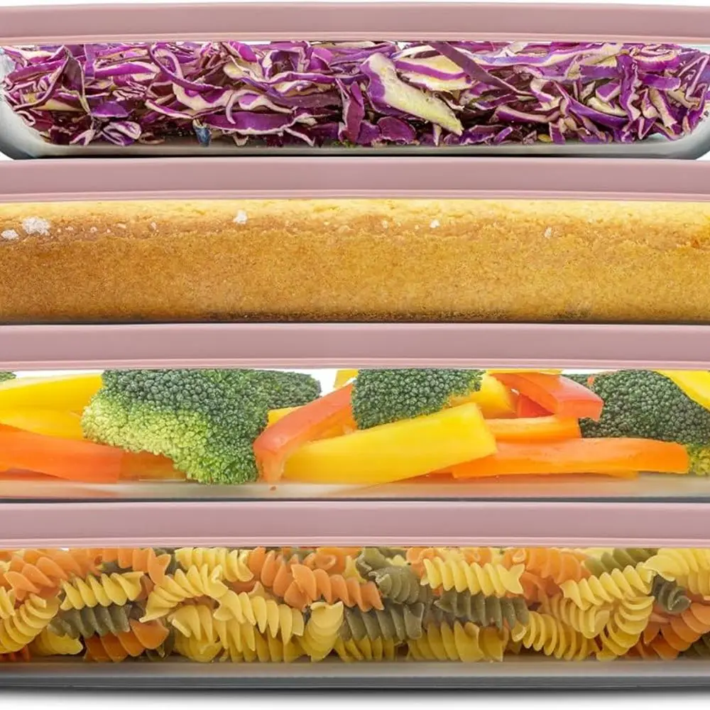 

Набор для выпечки из прямоугольного боросиликатного стекла, состоящий из 8 предметов с розовыми крышками для лазаньи, кастрюль и многого другого, безопасного в духовке, морозильной камеры до D대