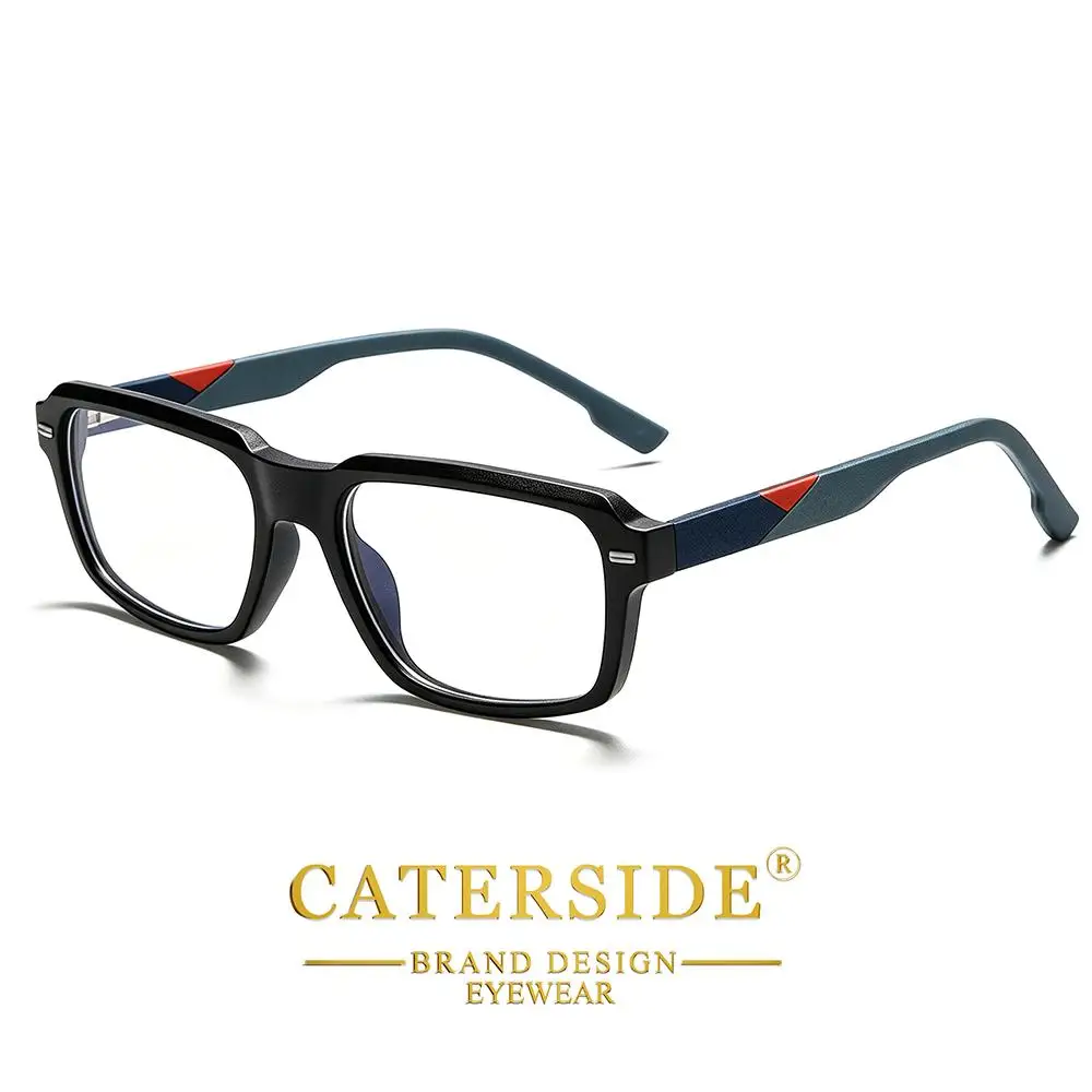 CATERSIDE Klassische Herren-Anti-Blaulicht-Brille, Tr-90, quadratischer Rahmen, Silikon-Federscharnier, Damen-Computer-Lese-Schutzbrille – Detail 5