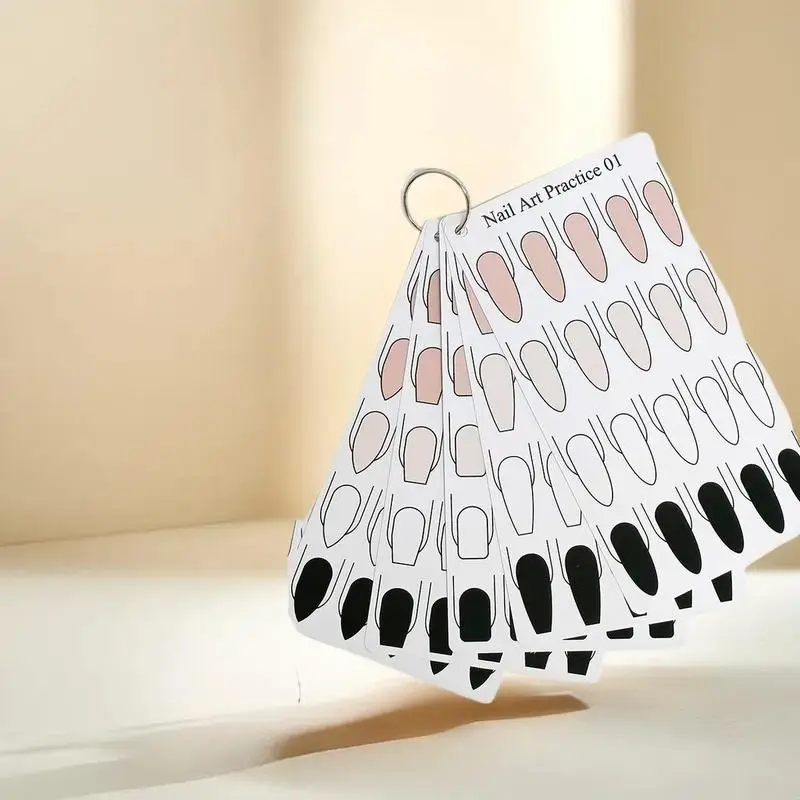 Watercolour Nail Art Practice PVC Paper Trapezoidal Oval Square Nail Shape Beginner's Practice Painting Double Sided Cardstock
