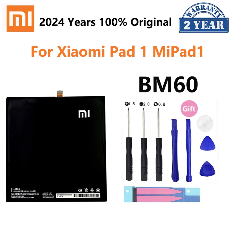 100% Original Tablet BM60 BM61 BM62 BN60 BN80 Battery For Xiaomi Mi Pad MiPad 1 2 3 4 Plus Replacement Batteries Bateria