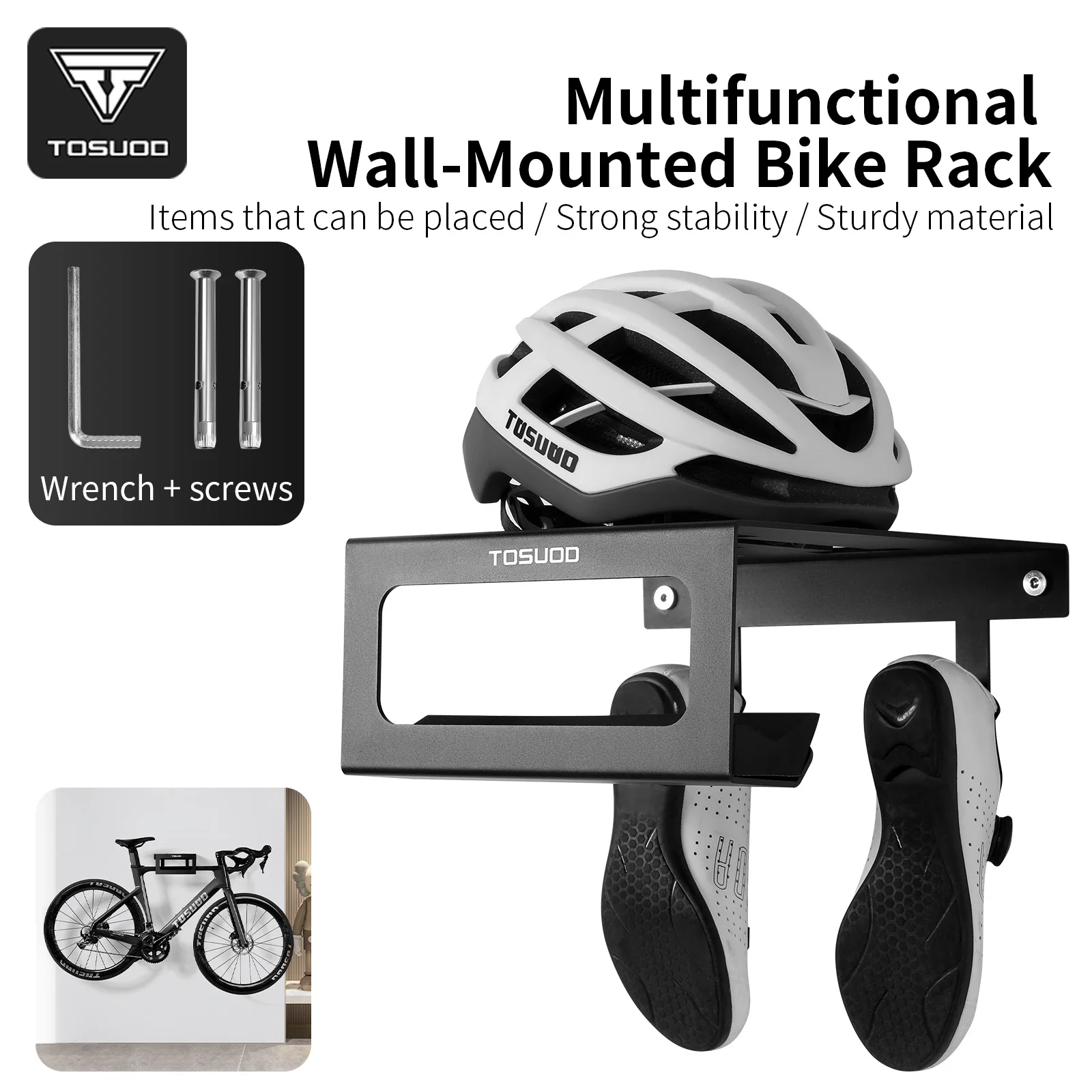 TOSUOD Fahrrad-Ausstellungsständer, wärmgerolltes Stahlmaterial, robust und praktisch für Straßen- und Mountainbike-Wandhalterung für Fahrräder – Detail 10