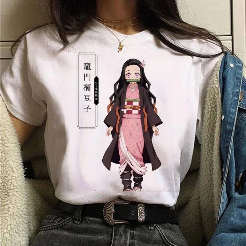 Kawaii Clothes Kamado Nezuko Printed T-Shirt Women Japanese Anime Demon Slayer Graphic Tees Unisex Y2K Funny Tops Tshirt 2024