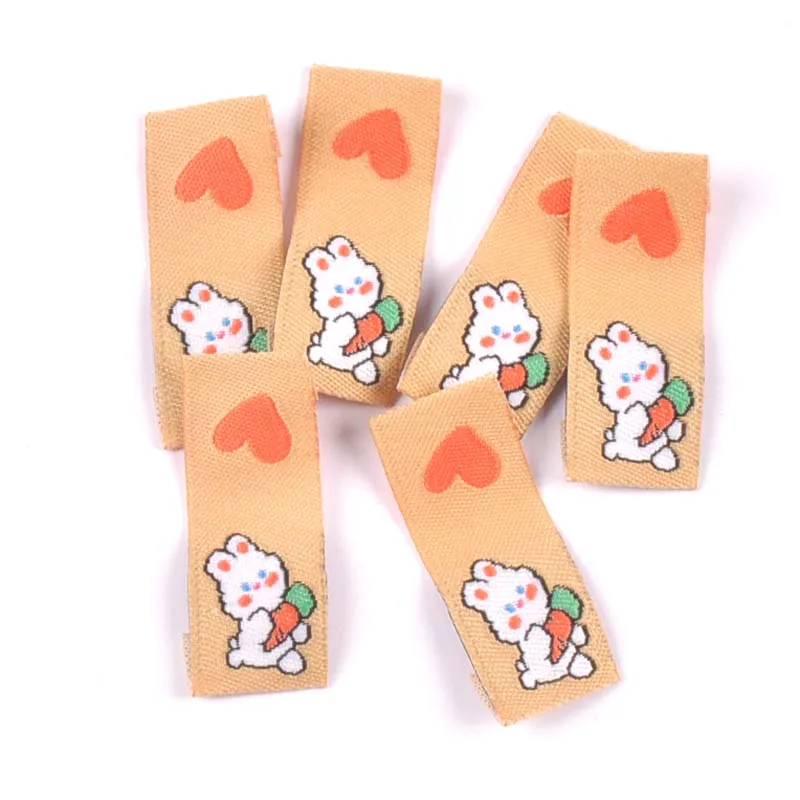 50Pcs 39x15mm Lovely Bear Pattern Embroideried Label Clothes Bag Sewing Kid Garment Tags DIY Craft Supplies Handmade Accessories