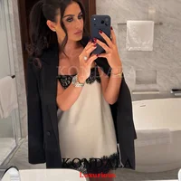 KONDALA Sexy Chic Satin Lace Square Collar Tops Women Side Split Cami Party Tops Fashion 2025 Evening Club Christmas Girl Tops - Image 5