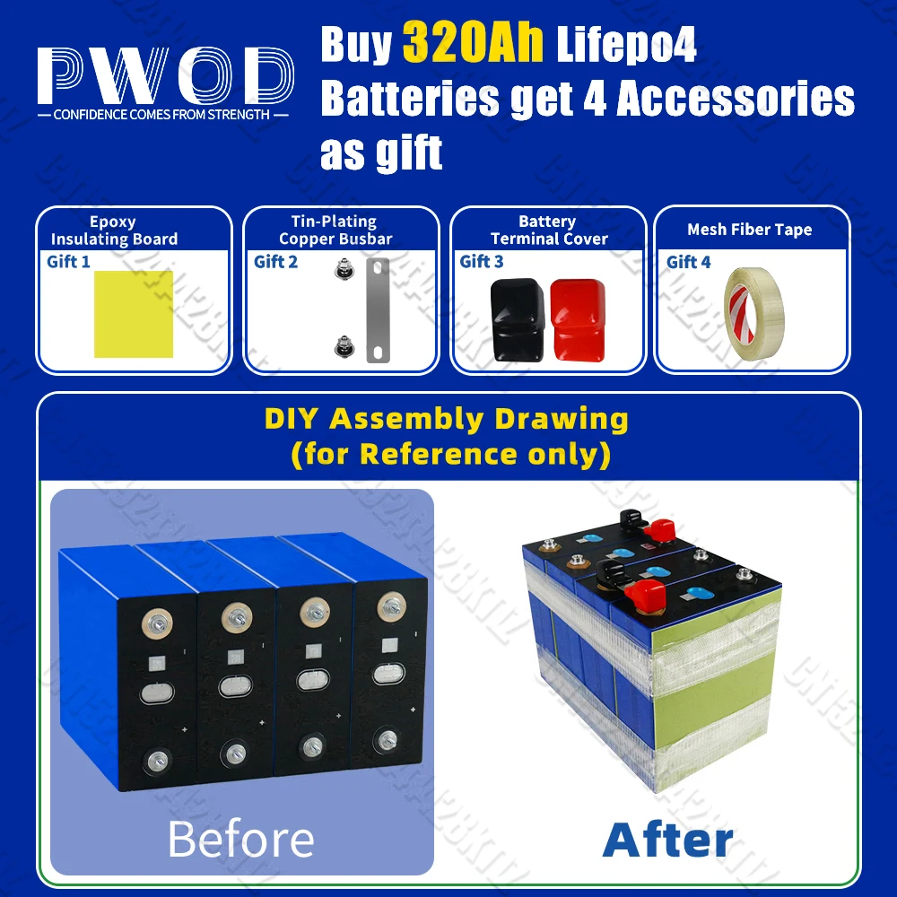 320Ah 8000cycle Lifepo4 Battery Grade A 3.2V Lithium iron phosphate Rechargeable Cell For DIY 12V 48V RV Solar Camping Boat Cart image 4
