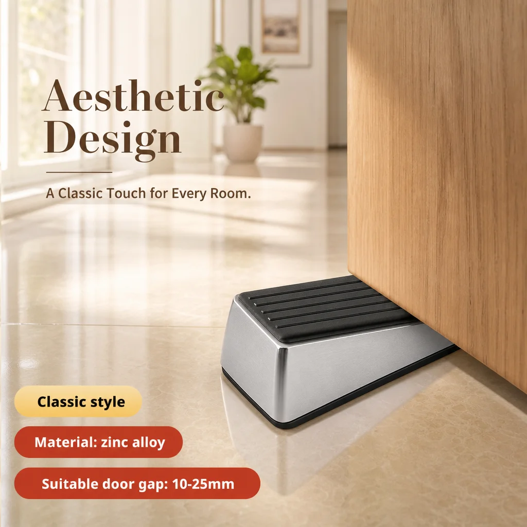 No-drill Windproof Door Stopper, Spring Door Wedge, Anti-collision Door Holder for Hotel & Solo Living, Door Propper Security De