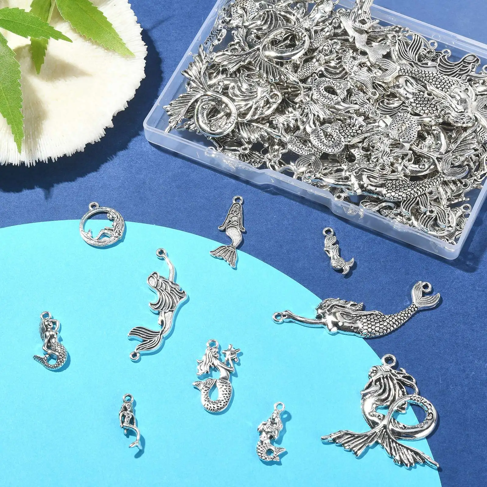 PandaHall 100 Stück Gemischte Ozean-Meerestiere Meerjungfrau-Anhänger Kleine Prinzessin Meerjungfrau-Charms für DIY Schmuckherstellung Zubehör – Detail 5