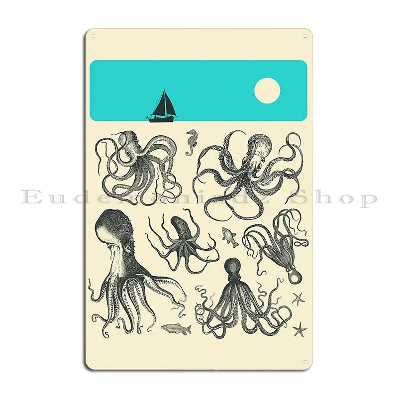 Tentacles Metal Sign Pub Wall Cave Designing Character Bar Cave Tin Sign Poster