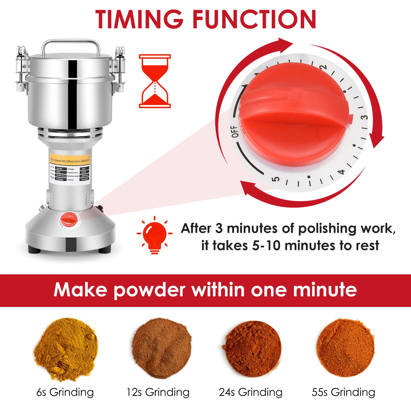 150g/500g Electric Herb Grain Grinder Spice Grinder Coffee Mill Flour Nuts Seeds Powder Machine 28000 RPM High Speed