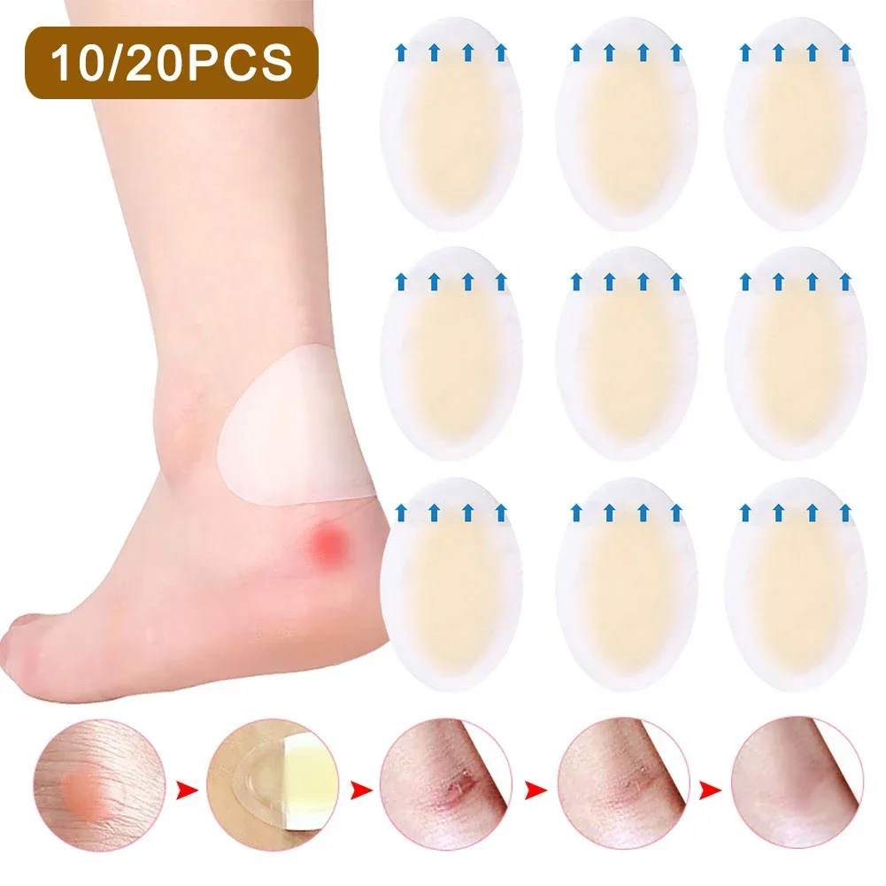 20/10pcs Hydrocolloid Foot Patch Heel Stickers Band-Aid Anti-Wear Adhesive Pain Bandage Emergency Kits Outdoor Camping First Aid