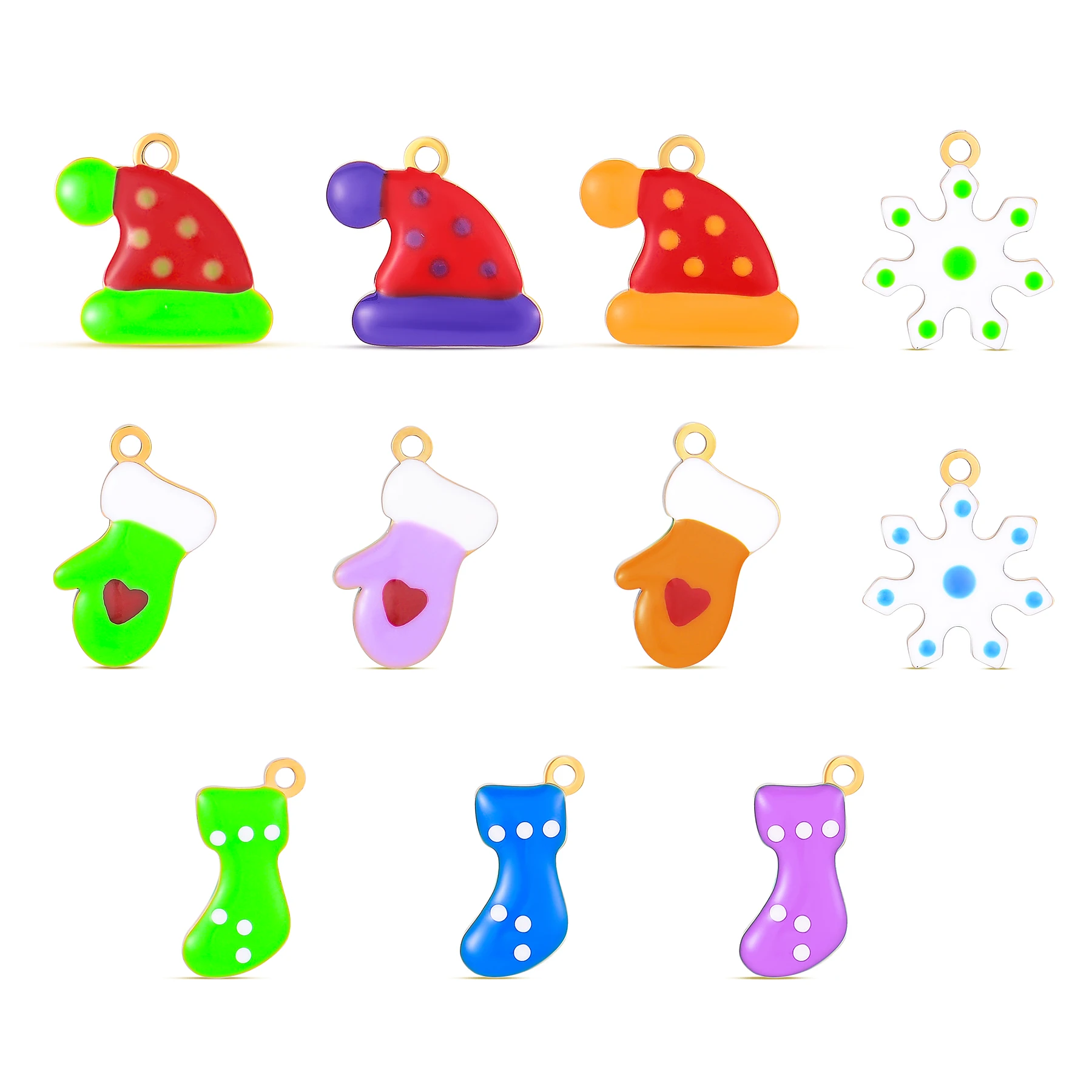 

10Pcs Wholesale Christmas Charms for Making Necklace Earrings Keychain Christmas Hat Glove Boots Snowflake Accessories