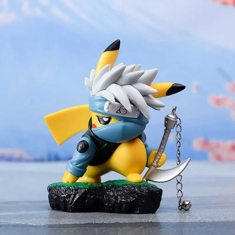 

Pokemon Pikachu Kakashi Crossover Cosplay PVC 10cm Bagged Collectible Model Home Car Office Decor Birthday Gift for Fans