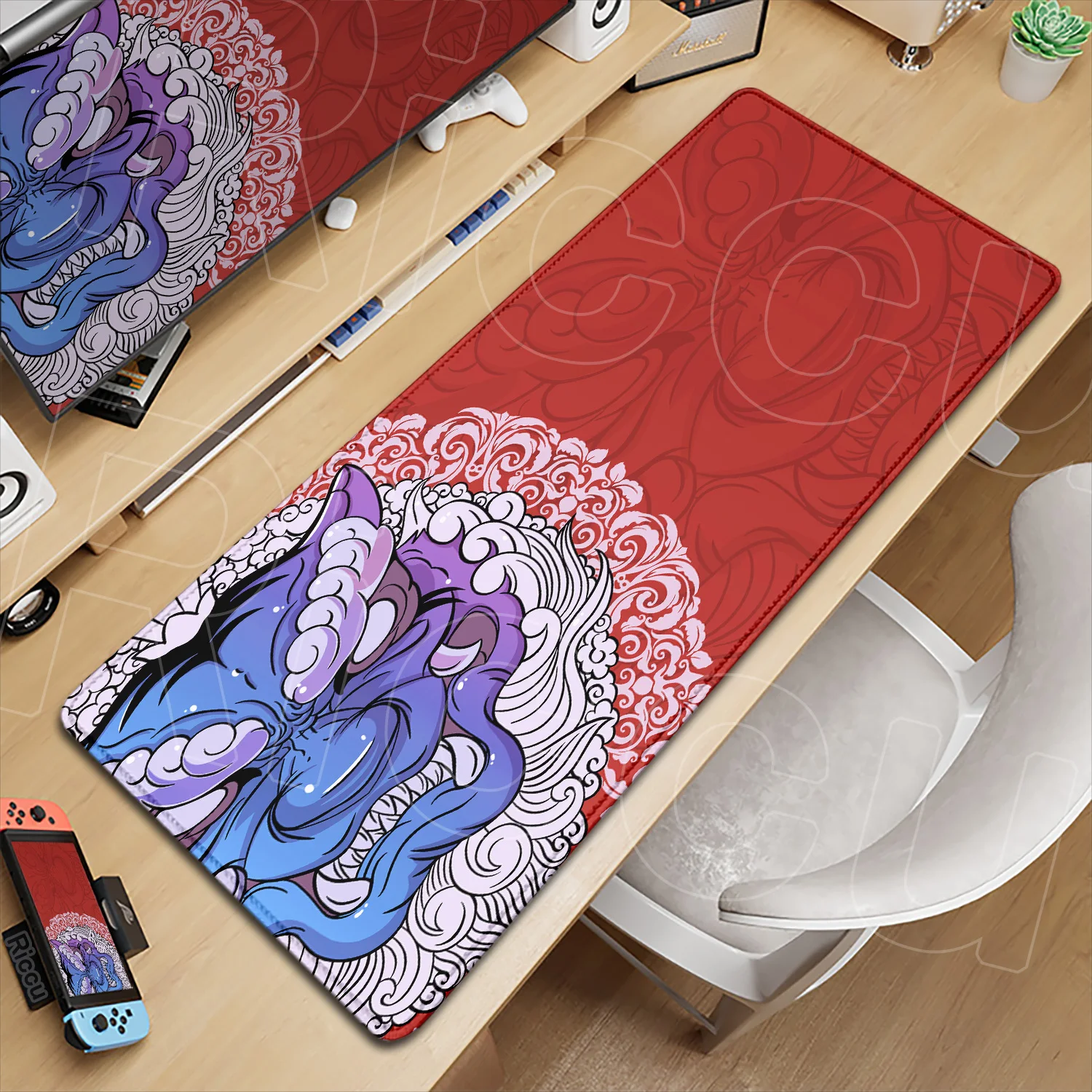 

900x400mm Large Keyboard Protect Mouse Pad Gaming Office Accessories Red Tiger Mousepad Gift Mouse Pad With Non-Slip Rubber Base
