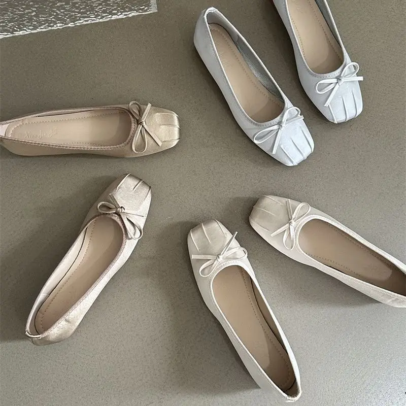 

Flat bottomed small single shoes, shallow mouth retro scoop shoes, summer French women's shoes, shoe covers, single shoes