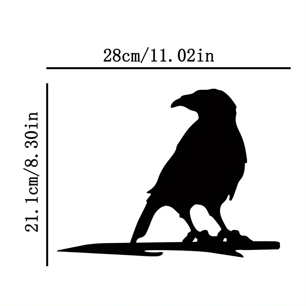 Crow On Branch Steel Silhouette Metal Wall Art Home Garden Yard Patio Outdoor Statue Stake Decoration Perfect Gifts Decoration