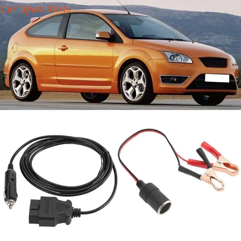 Y4UA OBDII Vehicle Emergency Power Supply Cable Connector Memory Saver with Two Clips
