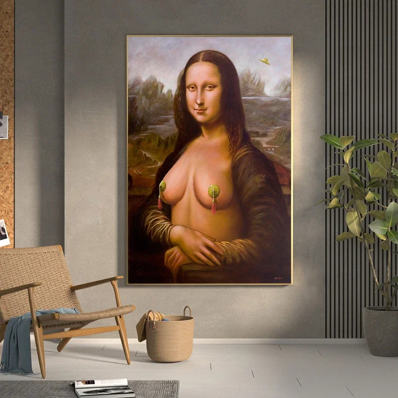 مثير الموناليزا المشارك عارية المرأة سيدة قماش اللوحة الملصقات والمطبوعات قماش صور فنية للجدران لغرفة المعيشة ديكور المنزل #2