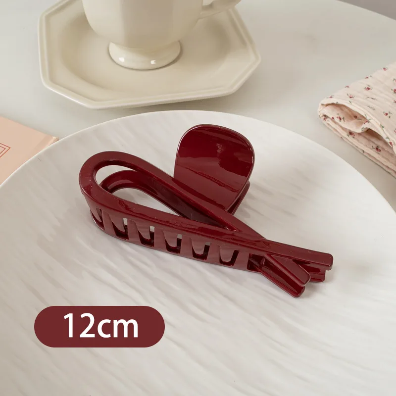 Ankela Red Grab Clip Women\'s Wine Red Hair Clip  Shark Clip New Year Gift Hair Accessories
