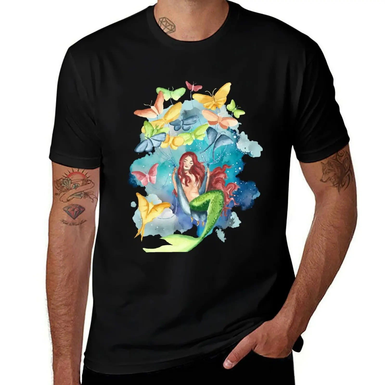 

sky's mermaid T-Shirt fashion shirts oversize t-shirts man Anime t-shirt funny t shirts for men