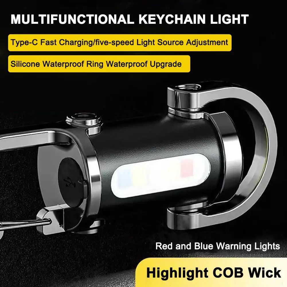 

1Pcs Mini Waterproof LED Keychain Flashlight Multifunctional Work Light Keyring Outdoor Practical Inspection Light Key Chain