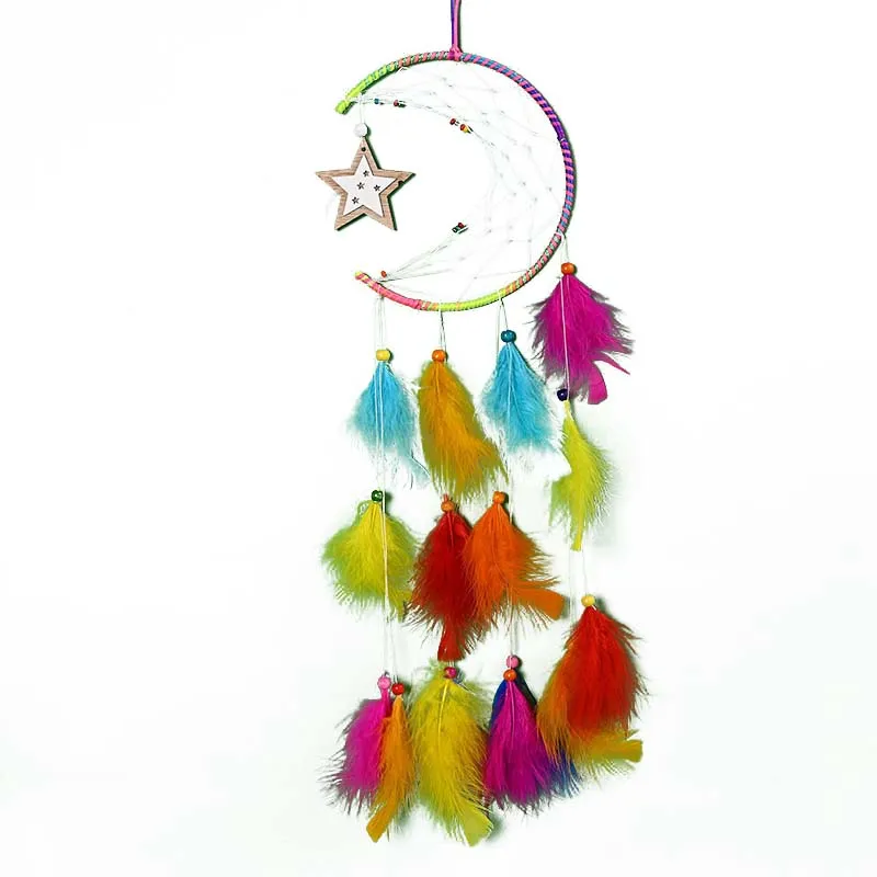 Dream Catcher with lights kawaii feather rainbow room decor for girl kids aesthetic Ornaments wall Handmade Home Decoration