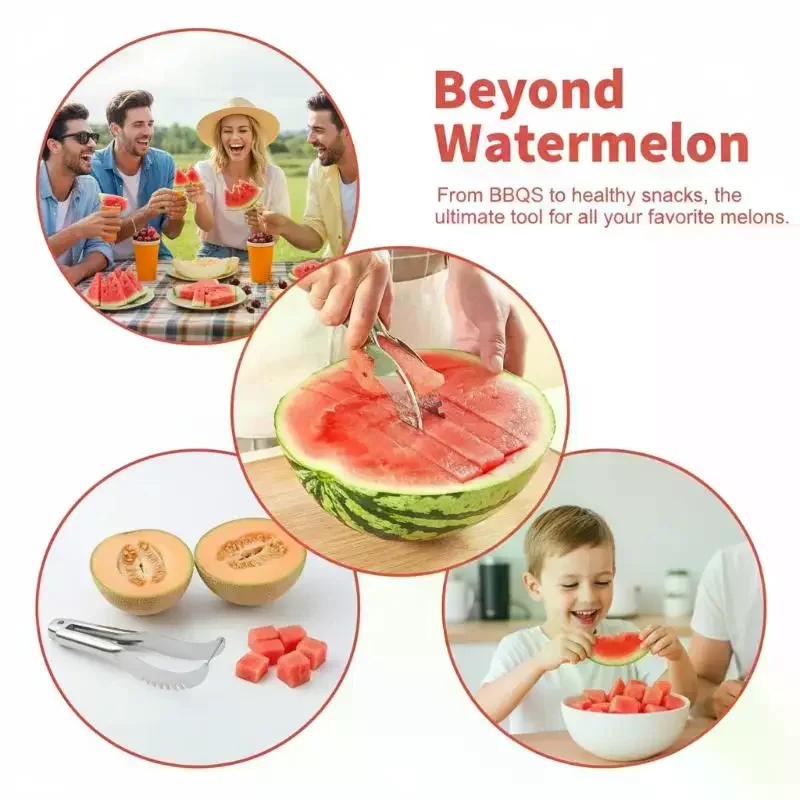 Stainless Steel Watermelon Slicer Windmill Shape Artifact Fruit Cutter For Effortless Home Salad Serving