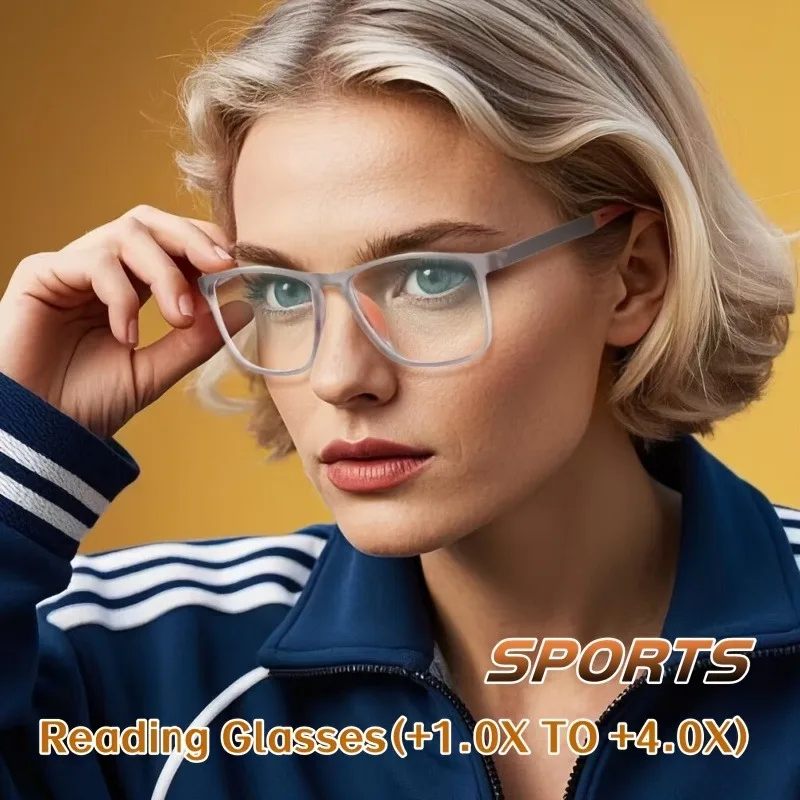 4er-Pack Sport-Lesebrillen für Damen, leichter quadratischer Rahmen, HD-Gläser, +1,00 bis +4,00