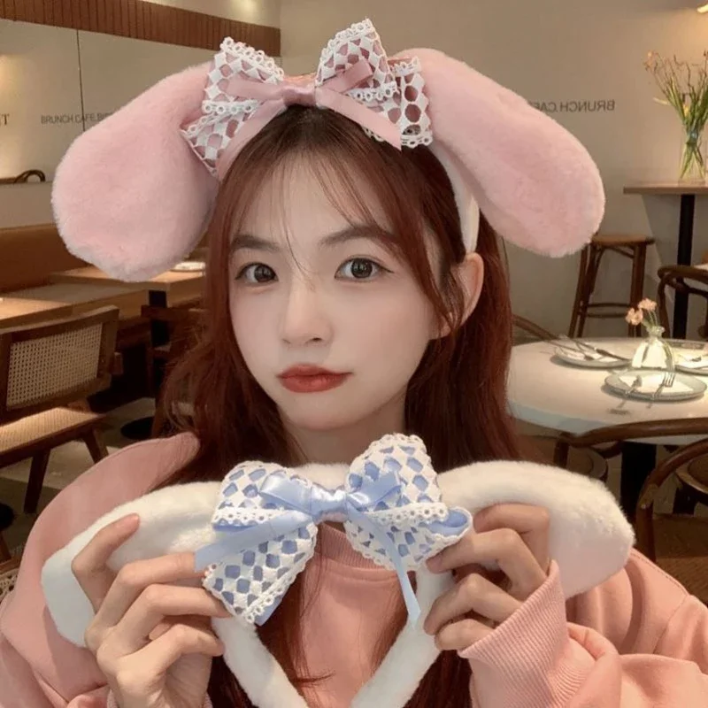 

Melody Hair Hoop Cinnamoroll Cartoon Headwear Plush Headband Cute Hairband Bow Decoration Girl Gift