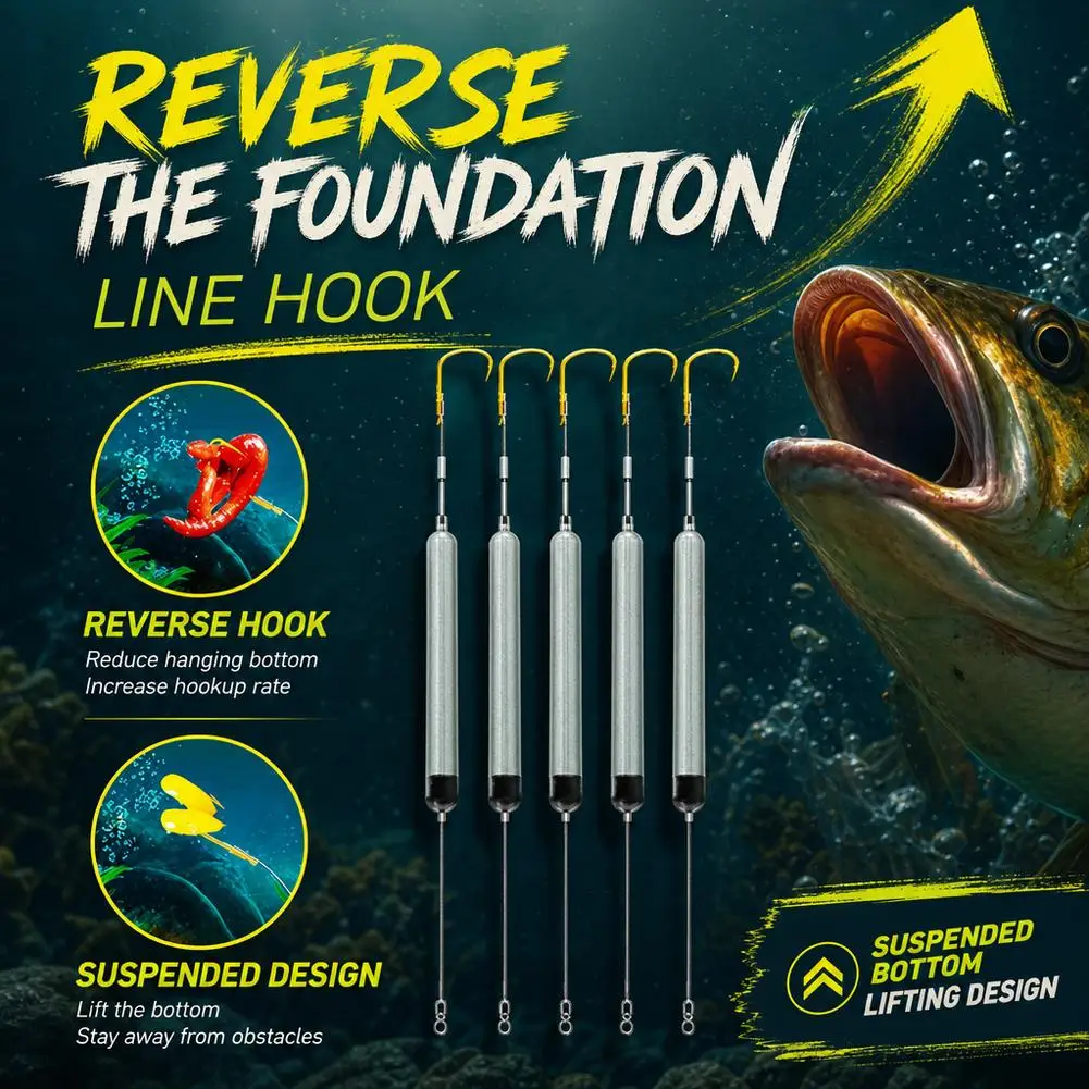 5pcs Suspension Fishing Hair Rigs Hook Anti Bottom Gold Sleeve Carp Fishing Hook Saltwater Hook Fishing Tackle Accessory