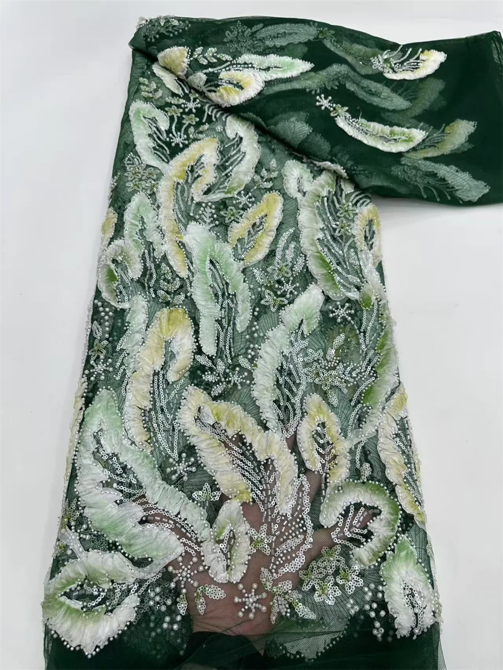 Nigerian Net Lace Fabric 5 Yards High Quality 2025  Wine Handmade Beads Lace Fabric Embroidered Fabrics Of 5 Yards Dress A1186-1