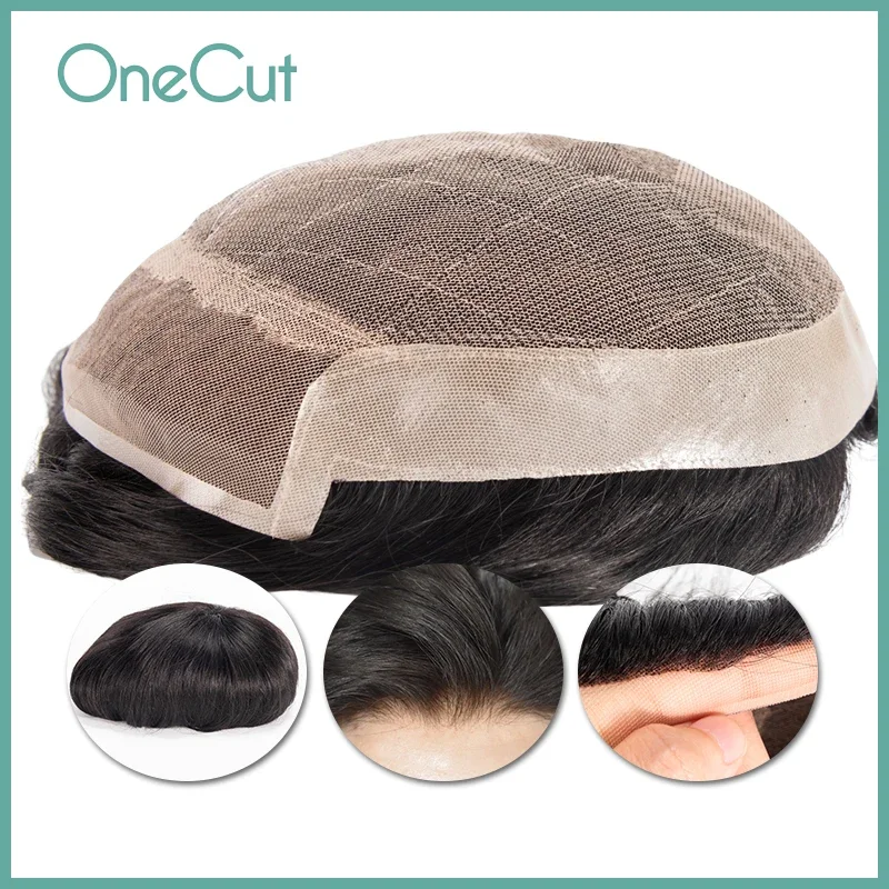 

OCT HD Lace&PU Male Men's Capillary Prosthesis Indian Remy Natural Human Hair Men Toupee Breathable Soft Durable Men Wig Systems