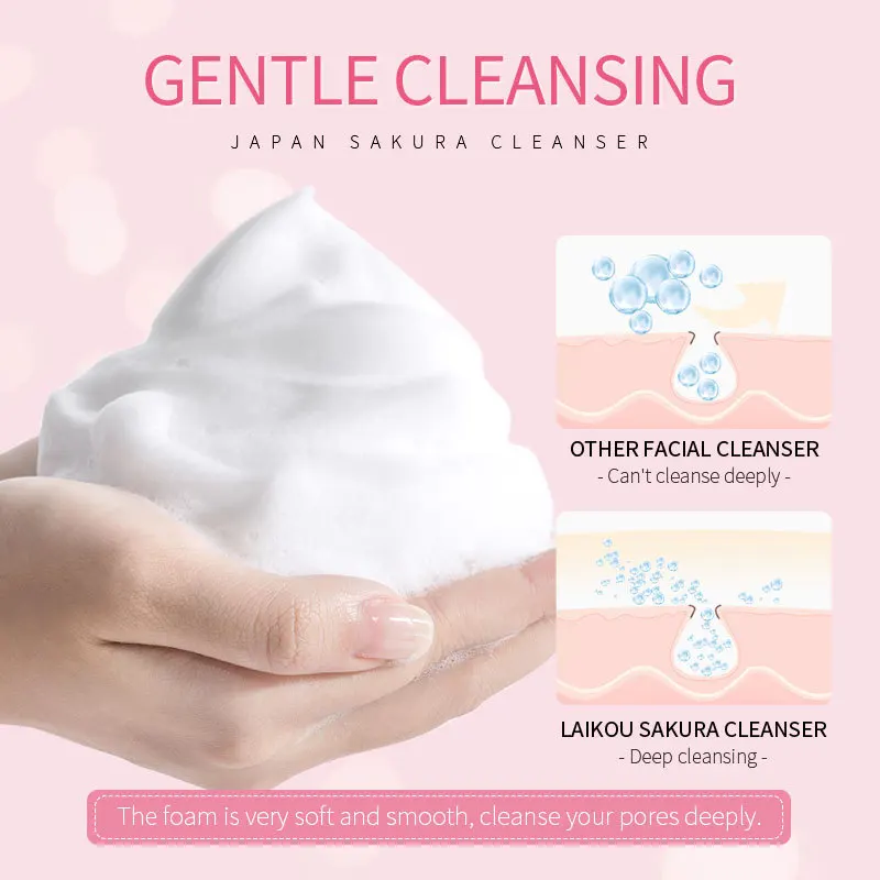 Sakura Facial Cleanser Exfoliating Deep Cleansing Pores Oil Control Face Wash Foam Whitening Moisturizing Facial Cleaning 50g