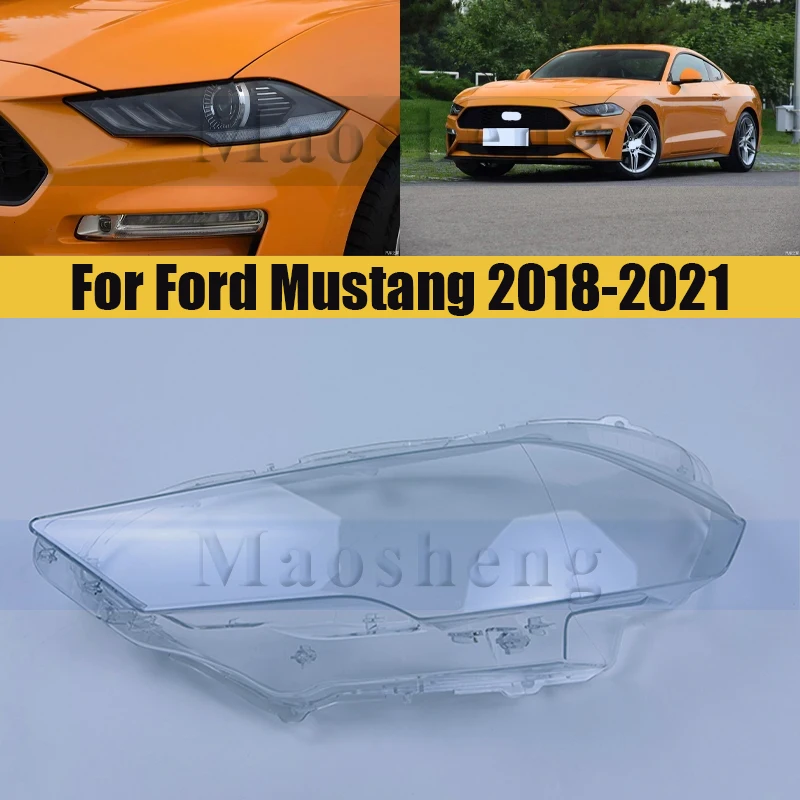 

Front Bumper Headlamp Lens Cover For Ford Mustang 2018-2021 Headlight Glass Shell Lamp Shade Transparent Lens Cover