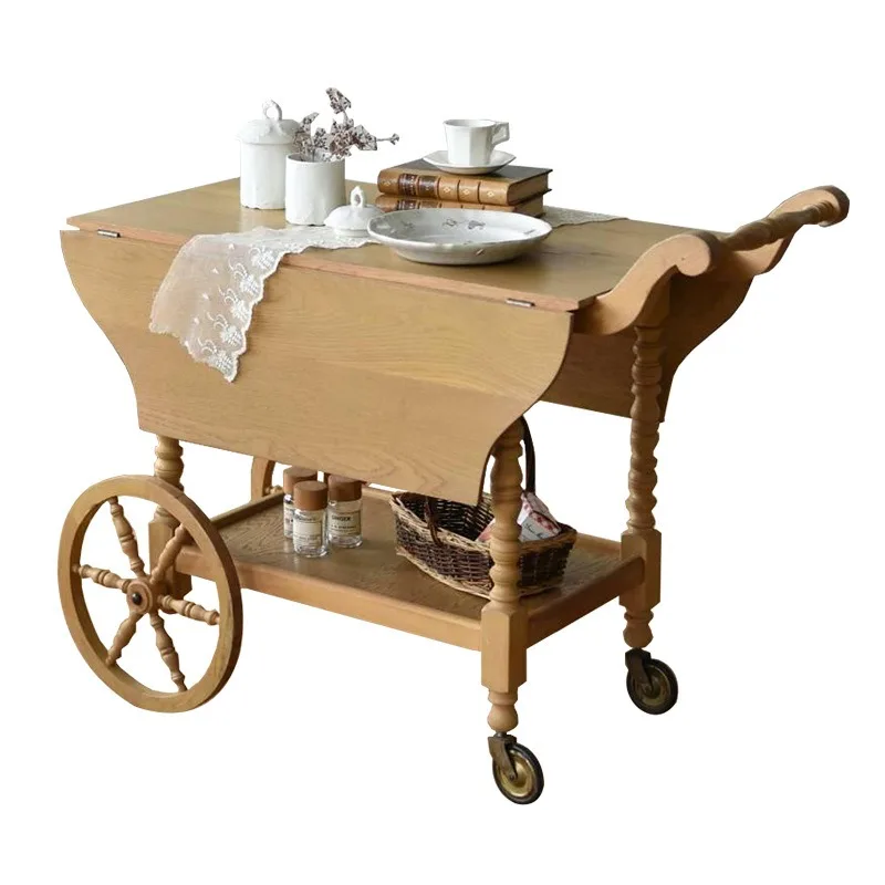 

Solid wood retro edge corner table household French removable coffee table balcony small table