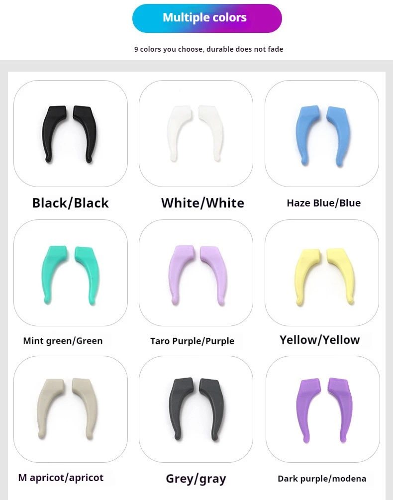 2025 anti drop ear hook buckle support Glasses silicone anti slip ear tips colorful macaron colored silicone ear tips view 6