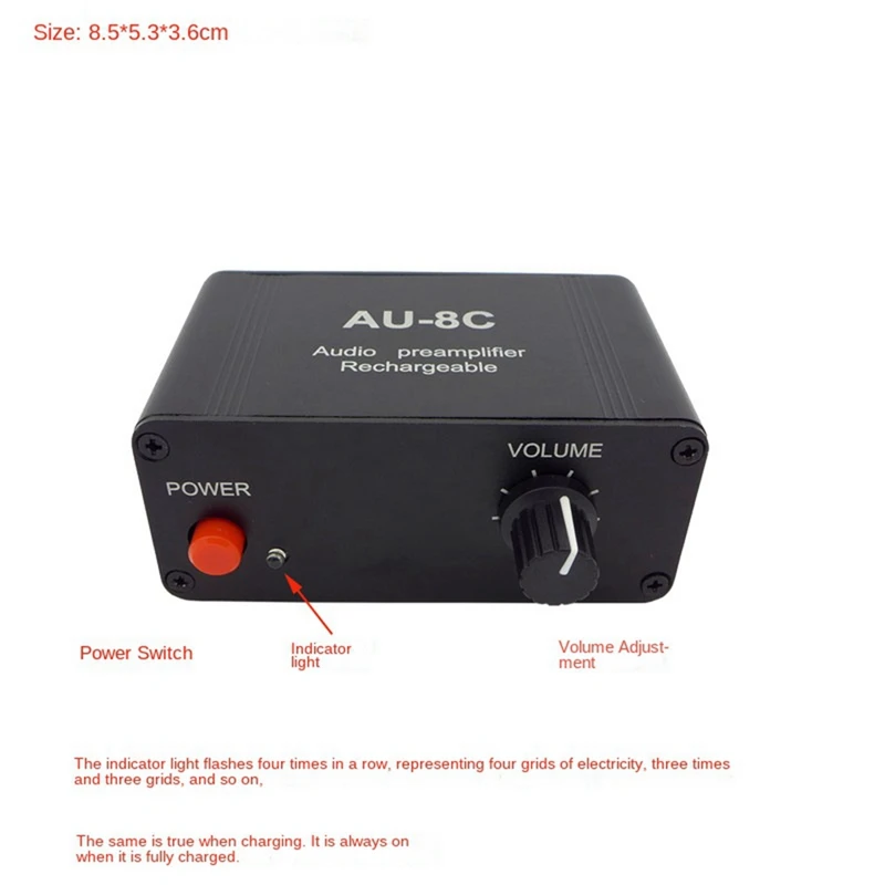 Mini Audio Preamplifier 3.5Mm Input Output For Headphone Audio Phone Sound Controller US Plug