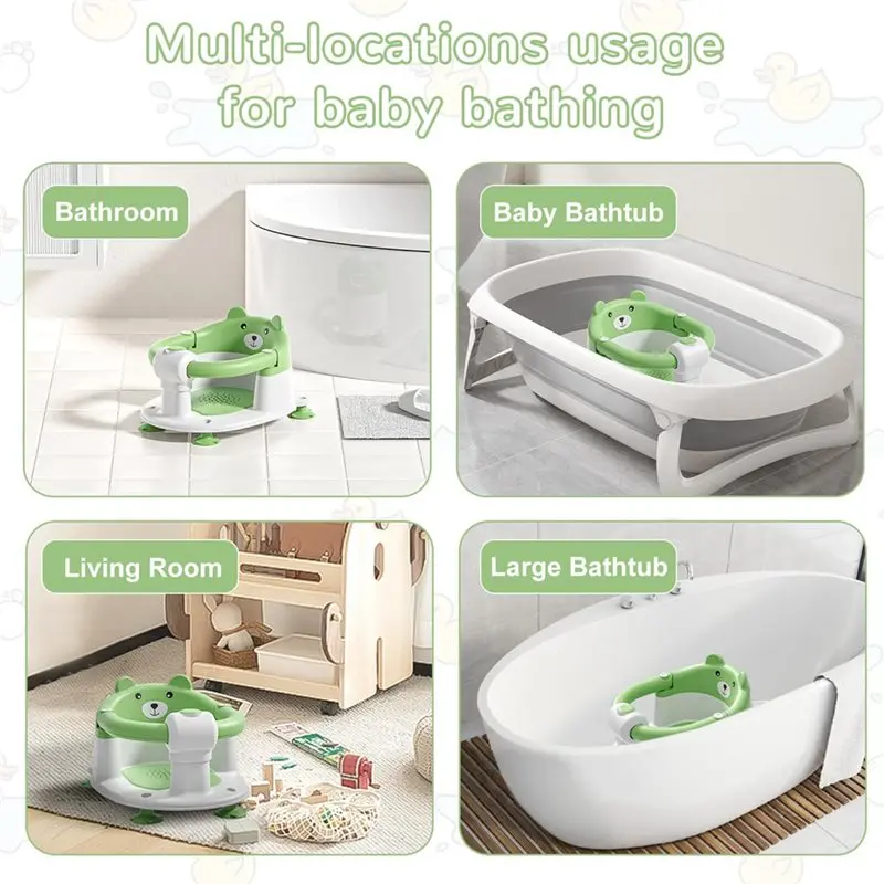 ABXE-Soft Cushioned Baby Bath Seat With 4 Suction Cups, For Babies 6 Months& Up, Non-Slip Toddler Bath Seats For Shower