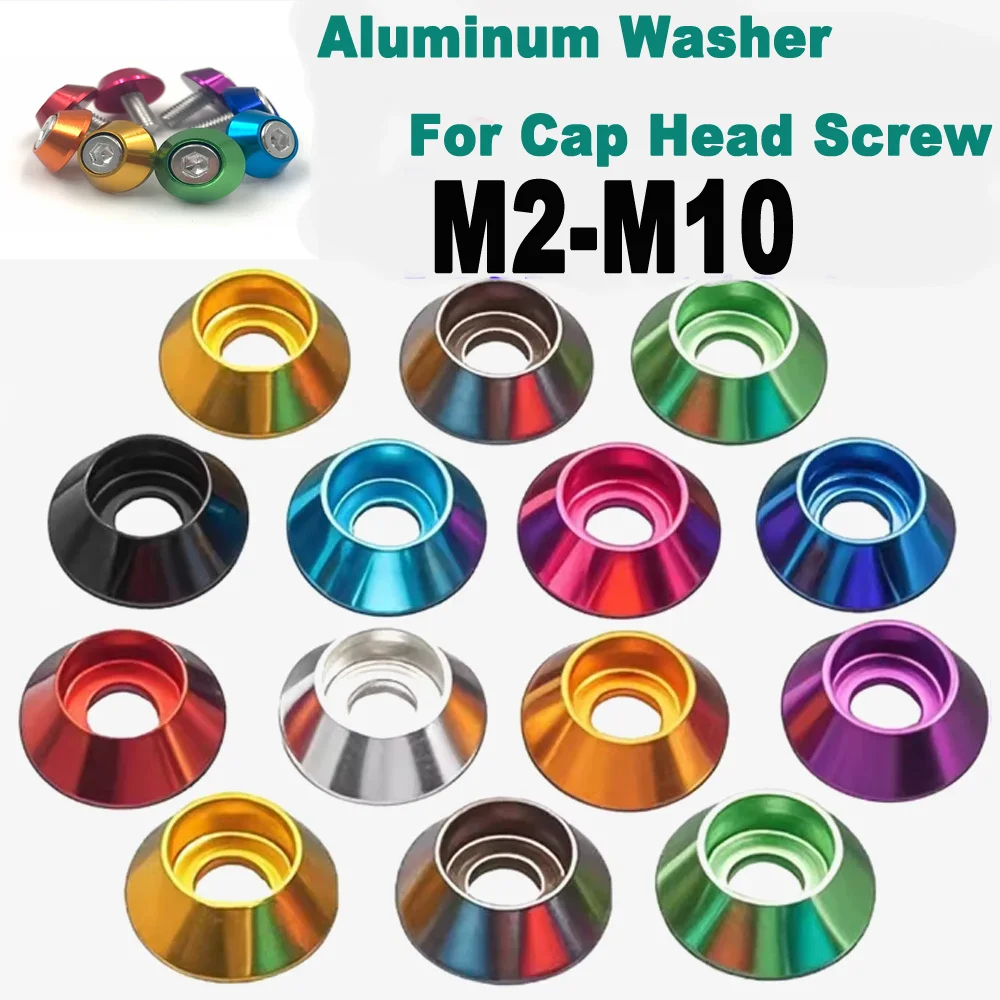 

M2 M2.5 M3 M4 M5 M6 M8 M10 Aluminum Alloy Washers for Cap Head Screw Gasket Washer Multicolor RC Car Accessories