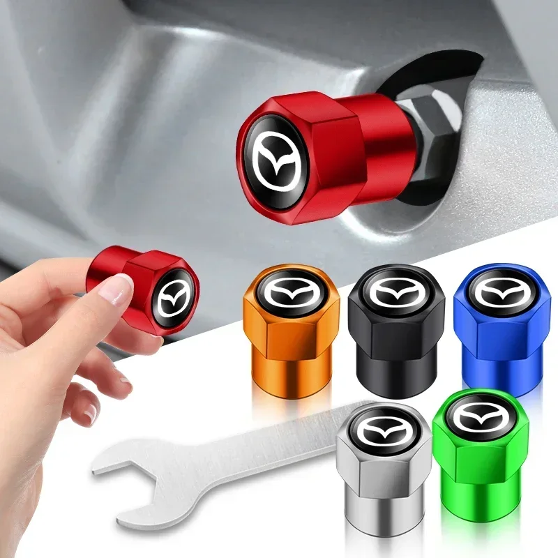 

4Pcs Car Wheel Tire Valve Caps Dustproof Tyre Valve Stem Cap For Mazda 6 3 CX5 5 2 323 CX7 Demio Atenza Axela MX30 CX30 CX3 CX9